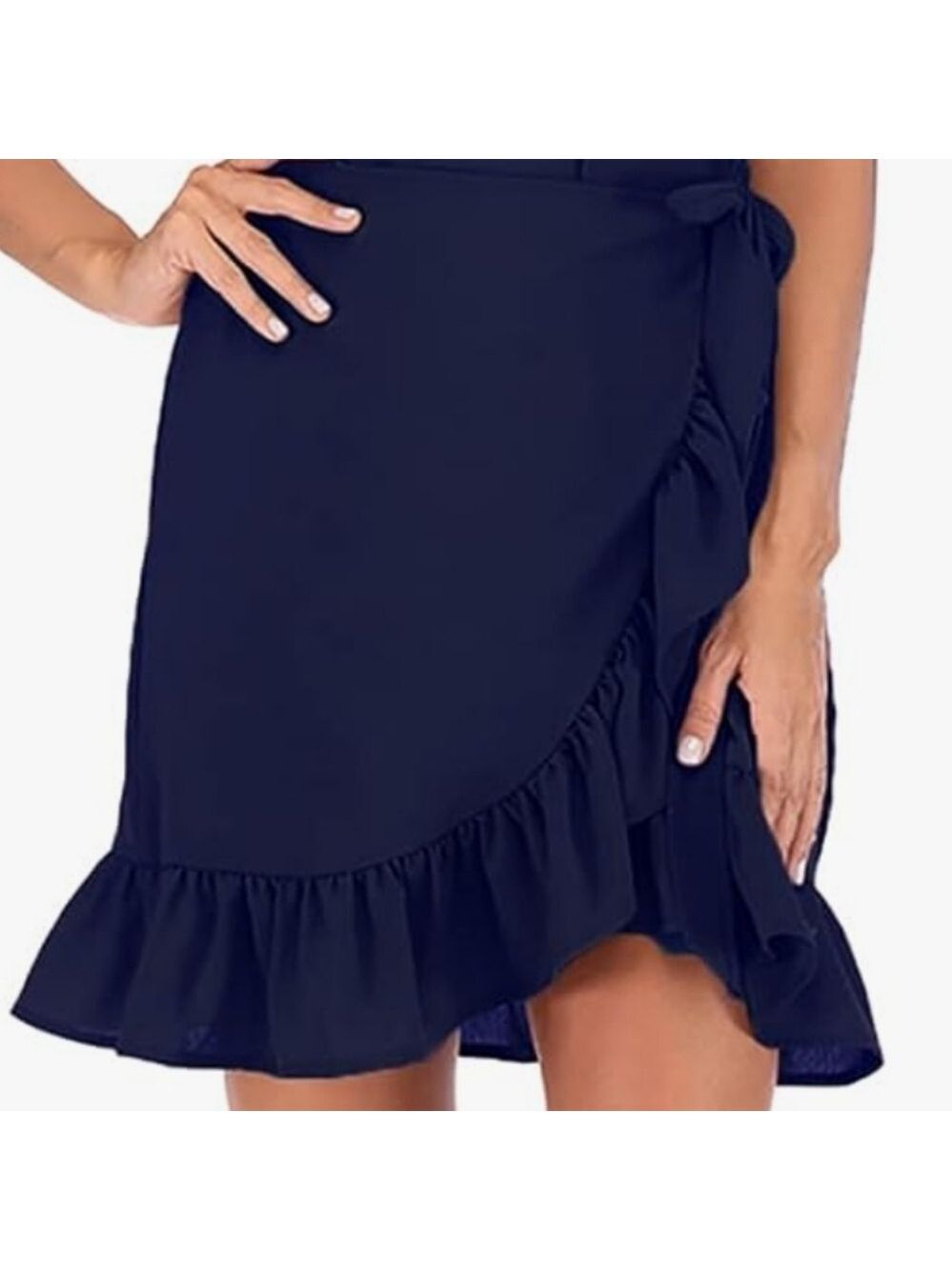WEEPINLEE Womens ShortSleeve Round Neck Ruffles Wrap Dresses NWOT Size XL - Picture 3 of 9